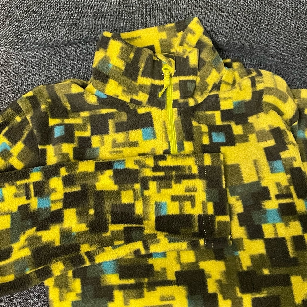 Yellow and Black Patterned Fleece Pullover